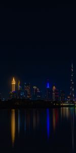 Cities,Water,Building,Reflection,City,Night,Coast,Dark