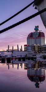 Cities,Water,Building,Reflection,Pier,Dusk,Wharf,Twilight,City,Boat