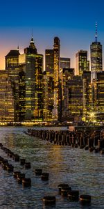 Cities,Water,Night City,New York