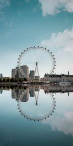 Cities,Water,Reflection,City,Ferris Wheel,Attraction