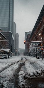 Cities,Winter,City,Building,Bottom View,Snow,Road