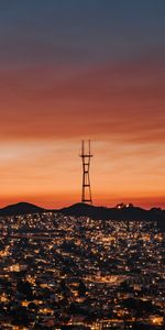 City,Building,Lights,Tower,Cities,Sunset