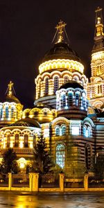 City Lights,Cities,Evening,Cathedral,Kharkov,Russia