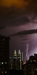 Noche,Ciudad,Oscuro,Relámpago