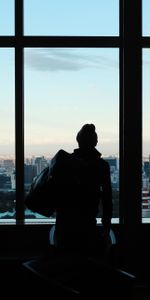 City,Silhouette,Window,Dark