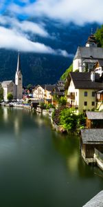 Village,Bâtiment,Nuages,Montagne,Nature,Imeuble,Lac