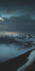 Hauts,Nuages,Hauteur,Nature,Crépuscule,Sommet,Brouillard,Montagnes