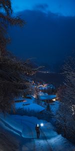 Clouds,Evening,Stroll,Nature,Fog,Human,Snow,Person,Winter