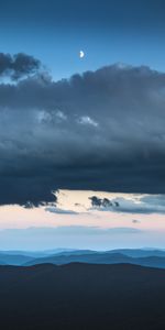 Clouds,Hills,Dahl,Nature,Fog,Distance,Moon