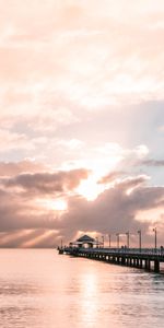 Clouds,Horizon,Nature,Pier,Sea,Silhouettes