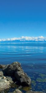 Clouds,Lake,Siberia,Baikal,Water,Stones,Transparent,Nature