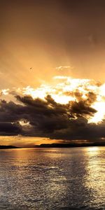 Clouds,Lakes,Landscape,Sunset