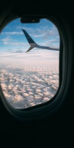 Clouds,Miscellaneous,Wing,View,Miscellanea,Porthole,Airplane,Plane