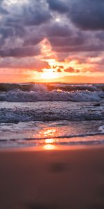 Clouds,Nature,Sun,Sunset,Waves,Sea,Beach