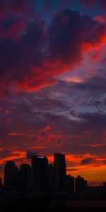 Clouds,Night City,Cities,Horizon,Skyscrapers