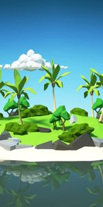 Clouds,Palms,Island,3D