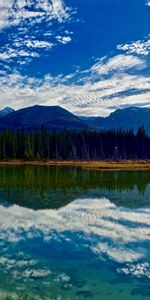 Clouds,Reflection,Mountains,Lake,Nature