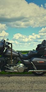 Harley Davidson,Дорога,Облака,Мотоцикл,Байк,Путешествие,Мотоциклы