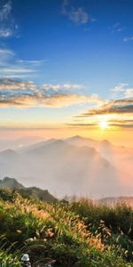 Touristes,Hauteur,Nuages,Pister,Sun,Nature,Vue,Piste,Lumière,Montagnes,Briller