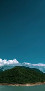 Clouds,Shore,Bank,Vegetation,Hills,Nature,Island,Forest