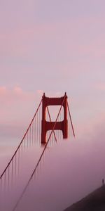 Clouds,Silhouette,Miscellanea,Miscellaneous,Bridge,Fog,Loneliness