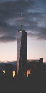 Clouds,Skyscrapers,United States,Cities,Usa,Night City,New York