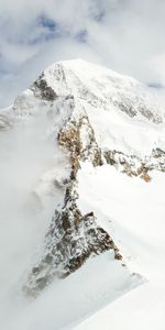 Montañas,Nubes,Nieve,Arriba,Naturaleza,Vértice,Paisaje De Montaña