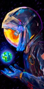 Cosmonaut,Land,Spacesuit,Earth,Planet,Art,Space Suit