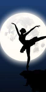 Dance,Ballerina,Miscellanea,Silhouette,Miscellaneous,Moon