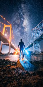 Ciudad Nocturna,Persona,Sable De Luz,Sables De Luz,Puente,Humano,Ciudad De Noche,Oscuro,Neón