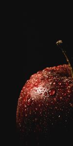 Dark,Drops,Black Background,Apple