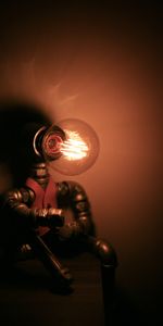 Dark,Light Bulb,Glow,Metal,Metallic,Robot