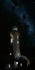 Dark,Night,Building,Starry Sky,Lighthouse