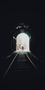 Dark,Silhouette,Miscellanea,Miscellaneous,Tunnel,Rails