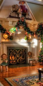 Decorations,Interior,Holiday,Comfort,Coziness,Christmas Trees,Holidays,Fireplace,House