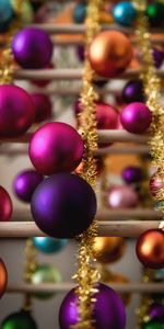 Decorations,Motley,Tinsel,Holidays,New Year,Multicolored,Christmas,Balls