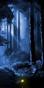 Deer,Silhouette,Night,Forest,Art