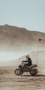 Desert,Atv,Motorcycles,Quad Bike,Cross,Sand,Flag