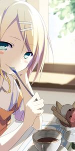 Coupe,Une Tasse,Blond,Désert,Blonde,Fille,Anime