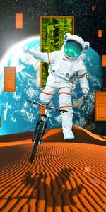 Desert,Miscellanea,Doors,Door,Bicycle,Spacesuit,Miscellaneous,Cosmonaut,Planet,Space Suit