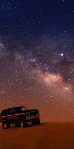 Desert,Starry Sky,Jeep,Side View,Cars,Suv