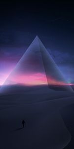 Desert,Starry Sky,Pyramid,Stars,Silhouette,Art