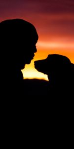 Silhouettes,Personne,Humain,Sombre,Chien