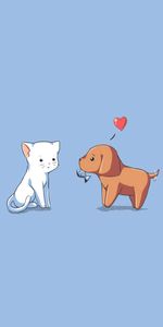 Dog,Puppy,Kitten,Kitty,Heart,Cat,Picture,Drawing,Vector