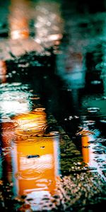 Drops,Lights,Reflection,Puddle,Macro,Rain,Neon