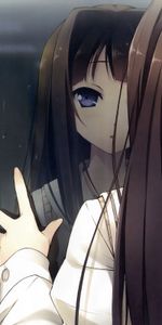 Drops,Opinion,Reflection,Sight,Window,Rain,Girl,Anime