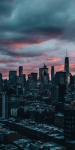 Dusk,Clouds,Cities,Skyscrapers,Twilight,New York,City