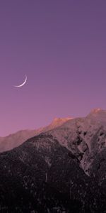 Dusk,Nature,Sky,Mountains,Twilight,Violet,Purple,Moon