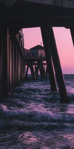 Dusk,Nature,Water,Twilight,Pier,Sea,Waves