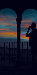 Dusk,Twilight,Dark,Silhouette,Man,Arch